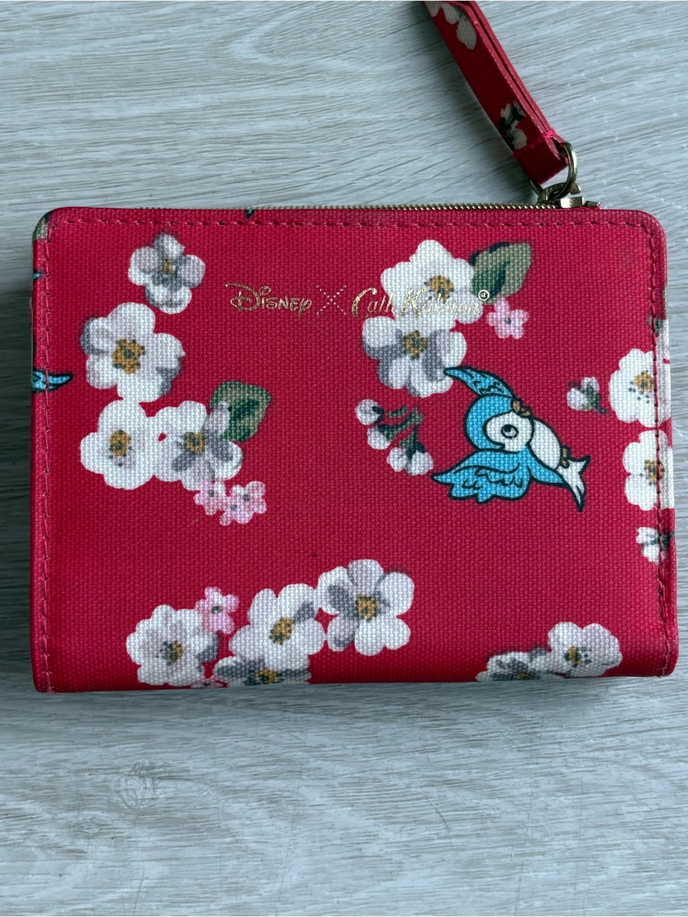 Cath Kidston x Disney Red Floral Wallet with Blue Bird Detail